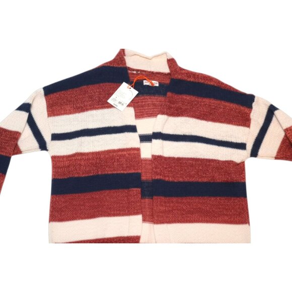 Knox Rose Striped Cardigan Sweater S Rust Navy Cream Boho Elevated Indie - Picture 2 of 7